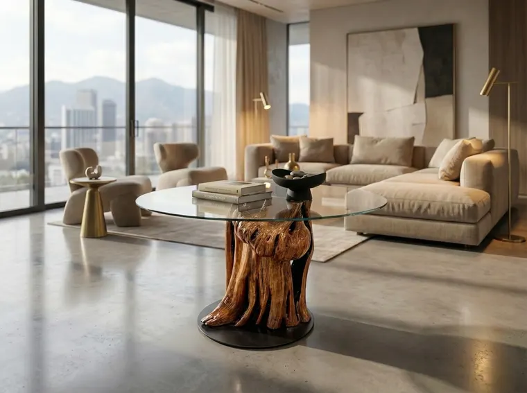 The Hearth — coffee table of lightning-struck wood